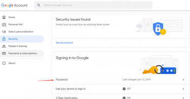 Réinitialiser le mot de passe Gmail via le bureau